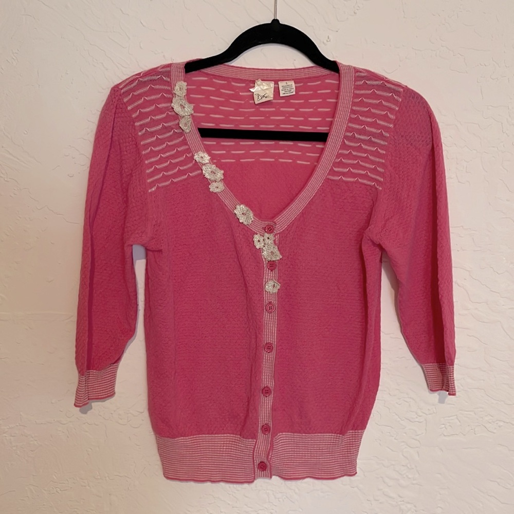 Anthropologie Nick & Mo pink knit cardigan